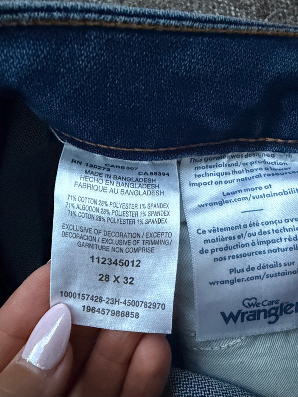 Wrangler Dark Blue High-Rise Bootcut Jeans with Pink Patch - Picture 3 of 4